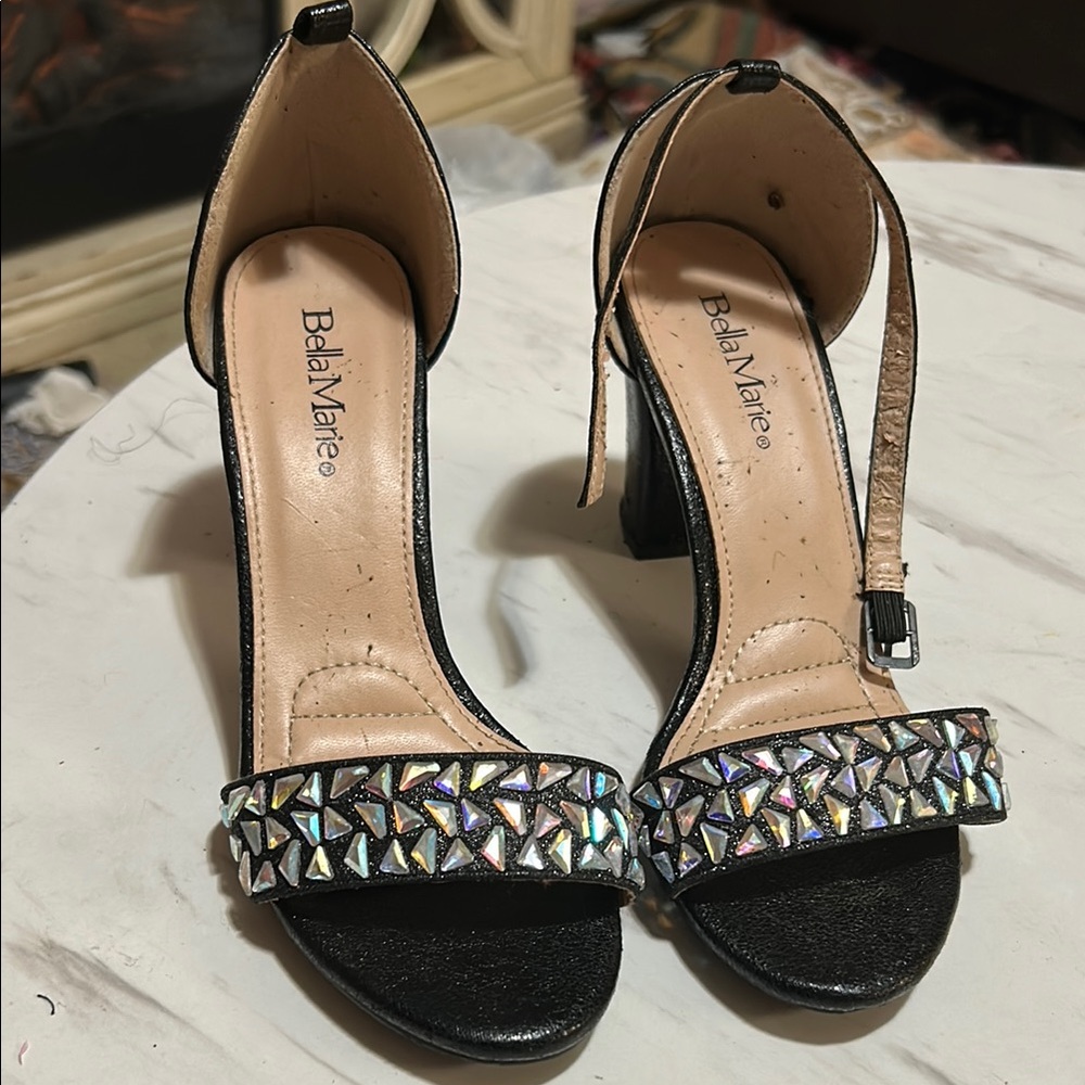 Bella Marie Black Embellished Women's Heels